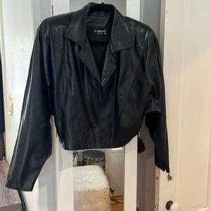 Vintage in transit black leather cropped jacket size M